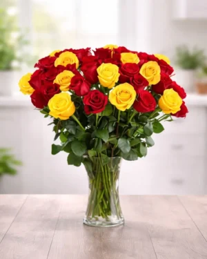 24 rosas amarillas y rojas combinadas para entrega en monterrey hoy mismo