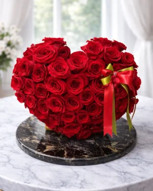 Hermoso arreglo en forma de corazón con pedestal. Entregas en monterrey, Flores en monterrey